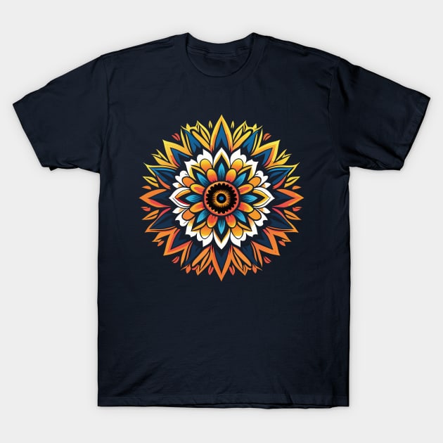 Vibrant Floral Fusion: Colorful Geometric Flower Art T-Shirt by linann945